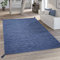 Paco Home Teppich Wohnzimmer Modern Einfarbig Mit Fransen Baumwolle Webteppich In Blau, Grösse:120x170 cm