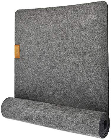 Auckpure Filz-Tischläufer – waschbare Tischsets – 30 cm x 100 cm – dekorativer Tischgürtel mit Lederetiketten – geeignet für Küche, Innen- und Außenbereich, Grau, Schwarz
