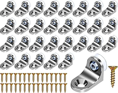 30 Pezzi Perni per Mensole Supporto, 5mm Pioli Staffa per Mensola Lega di Zinco Supporti Angolo Retto, Staffa Angolare a 90 Gradi Scaffale, Ripiano Pioli con Vite per Fissaggio Armadio, Libreria