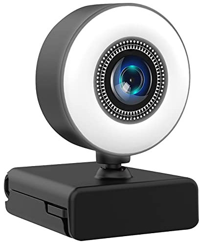 Somikon Webcam mit Licht: Full-HD-USB-Webcam mit LED-Ringlicht, Autofokus, Dual-Mikrofon, H.264 (USB Kamera mit Licht, Mini, Home Office)