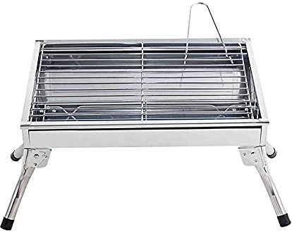 MYAOU Barbecue Grill Edelstahl Holzkohle Raucher Char Broil BBQ Pit Grill für Picknick Gartenterrasse Camping Travel