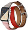 Compatible pour Bracelet Apple Watch 38/40mm 42/44mm Premium Cuir Véritable Bracelet Double Tour Épissage Bande de Remplacement Compatible avec Apple Watch Se Séries 6 5 4 3 2 1,Pink+Red,42/44mm