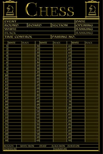 Chess Scorebook: 100 Game , Luxurious Black Chess Score Notebook / logbook , Track Your Moves & Analyse Your Strategies , Perfect Gift for Chess Lovers ( 90 Moves )