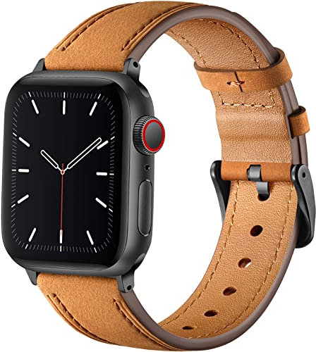 CeMiKa Compatibile con Cinturino Apple Watch - Cinturini in Vera Pelle Compatibile con Apple Watch 45mm 44mm 42mm 38mm 40mm 41mm & Cinturino iWatch Series 7 6 5 4 3 2 1 - Marrone