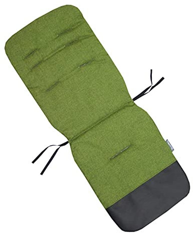 BAMBINIWELT Sitzauflage Unterlage für Buggy Kinderwagen Wendeunterlage Auflage mit Schutz aus Leder (meliert grün)