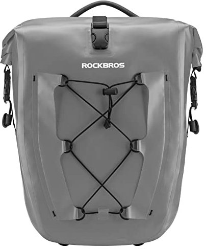 ROCKBROS Bike Pannier Bag 25L-32L 100% Waterproof Rear Rack Bicycle Bag for Rear Carrier Bike Handbag for Cycling Touring Travelling Grey