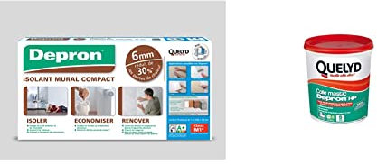 Quelyd Plaques DEPRON Format G6 – Épaisseur 6 mm – Plaque Isolation Thermique – Isolant Murs Intérieurs – Couleur :Blanc – 10 Plaques de 1 m²& Colle pour DEPRON et matériaux isolants Haute Performance