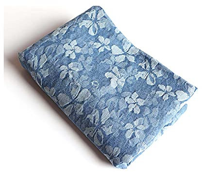 Jeansstoff Baumwolle Blumen Jacquard Jeans Stoff Nach Dem Waschen Stretch Denim Stoff Nähmaterial Heimtextilien zum Nähen Von Anzughosen Bekleidungszubehör(Breite: 145 cm)(Size:2 m,Color:Hellblau)