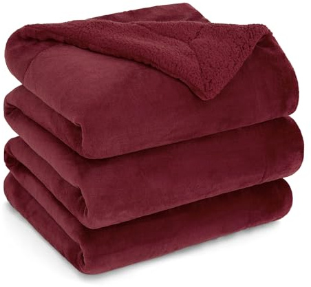 Bedsure Sherpa Fleece Throw Blanket - Thick, Large, Red, King, 230x270cm | Sherpa Blanket, Fluffy, Super Soft, Cosy, Fleece Sofa Throw, Thick and Warm, Family and Pets, Home Decor