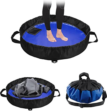 Surf Changing Pad, Waterproof Wetsuit Change Mat Beach Carry Dry Bag with Shoulder & Handle Strap, Drawstring and Pocket for Surfing, Swimming, Scuba Diving, SUP Kayaking Water Sports (Royal Blue)