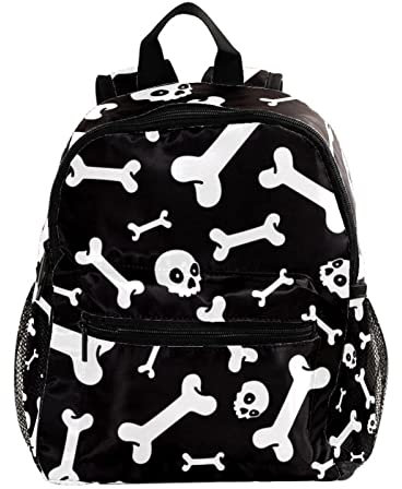 Leichter Schulrucksack mit Knochen-Totenkopf-Muster, klein, für Jungen und Mädchen