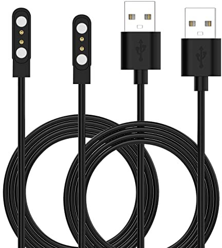 Qoosea Ladekabel Magnetisches Ladegerät für YAMAY SW022 AGPTEK LW11 Ticwatch GTX/CXB01/Imlab kw66, IP68 Wasserdichtes Ladegerät Adapterkabel, USB Magnetisches Smartwatches Ladekabel [2 Stück]