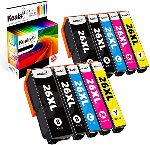 Koala 10er-Pack 26XL Tintenpatrone Kompatible für Epson 26 XL 26XL Multipack für Expression Premium XP-600 XP-620 XP-510 XP-520 XP-820 XP-810 XP-800 XP-605 XP-615 XP-700 XP-720