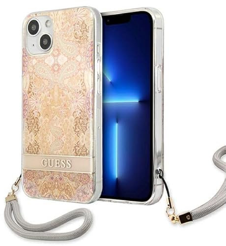 Guess GUHCP13SHFLSD Hülle für iPhone 13 mini 5,4 Gold hardcase Flower Strap