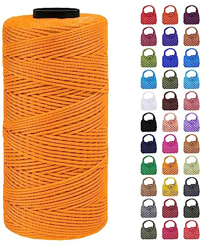 LEREATI Corde Macramé 1.5mm x 200m Fil Macramé Fil pour Bracelet Ficelle de Satin Polypropylene Brillante, Cordon pour Bracelet Bricolage Sac à Tricoter Porte-Plantes Décorations (Jaune d'or)
