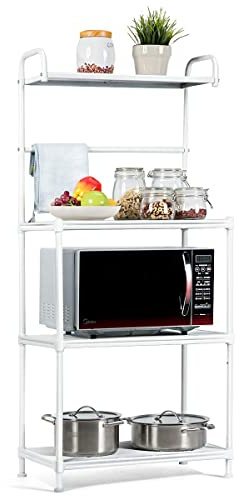 COSTWAY Küchenregal, Mikrowellenregal 4-stufig, Mikrowellenständer mit verstellbaren Regalböden, Standregal Küche, Regal für Mikrowelle