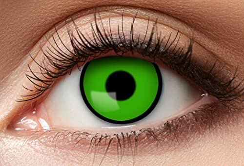 Balinco Monats Farbige Kontaktlinsen ohne Stärke, Weiche Hochwertige Motivlinsen für Cosplay, Halloween, Karneval, Partys & Festivals – Solid Green