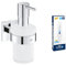 GROHE Start Cube - Seifenspender mit Halter (Füllmenge 160ml, verdeckte Befestigung, Material: Glas/Metall), Chrom, 41098000 + Kleber für BadAccessoires