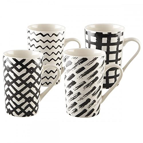 Aulica Set 4 Mugs 450ML Noir & Blanc