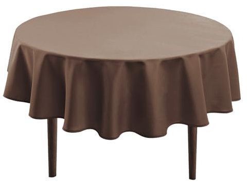Hiasan Braun Wasserabweisend Tischdecke aus Polyester,Rund140cm,Anti-Falten Tischtuch,geeignet für Küche,Restaurant,Hochzeit