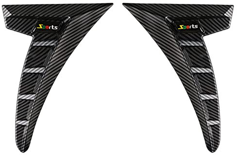 Asudaro Auto Seitliche Lüftungsschlitze 2Stück Universal Lufteinlass Dekor Lufteinlass Schaufel Entlüftungsblende Abs Universelle Auto-Außendekoration Kohlefaser schwarz