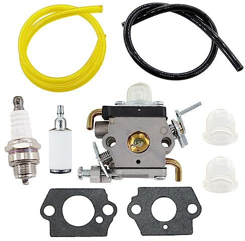 MCHNIC Vergaser mit Dichtung Benzinschlauch Zündkerze für Husqvarna 122C 122LDX 122LK Rasentrimmer McCulloch T22LS T22LSC Ersetzt 581734301 574386701