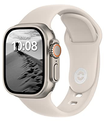 ELETTRONEO SB Correa Deportiva para Apple Watch Ultra 3 2 49mm, Series 11 10 46mm, 9 8 7 45mm 41mm, SE 6 5 4 44mm 40mm, 3 2 1 42mm 38mm Pulsera Strap, Luz de las Estrellas