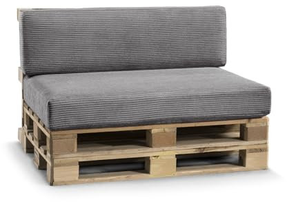 Gutekissen® Palettenkissen, Gartensofakissen, Sitzkissen, Rückenlehne gefüllt mit Poulirette-Schaum, viele Farben und Größen PFL (Set (Sitzkissen 120x80 +Rückenlehne 120x40), Dunkelgrau)