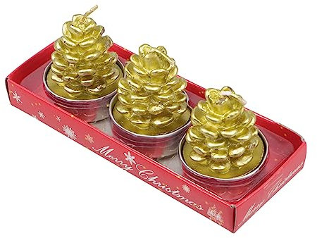 Warmhm Weihnachtskerzen in Tannenzapfenform 3-teiliges Dekoratives Kerzenset für Weihnachtsdekoration Esstisch Zuhause Party