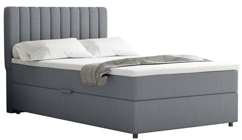 Boxspringbett Everest, 120x200, Polsterbett mit Bettkasten und Topper- dunkelgrau