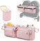 Prokva Doppel-Kinderwagen-Organizer, Kompatibel mit BOB Duallie und City Mini GT2 Doppel-Kinderwagen, Doppel-Eltern-Kinderwagen-Organizer mit Getränkehalter und Kühltasche, Rosa (Leere Tasche)