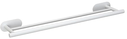 WENKO Turbo-Loc® Badetuchstange Duo Orea White matt, 60 cm, Doppel Handtuchstange aus rostfreiem Edelstahl, 60 x 4,5 x 12 cm, Weiß