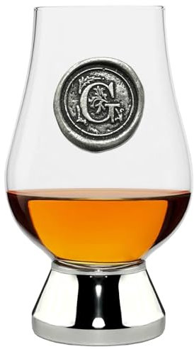 English Pewter Company Glencairn Personalised Whisky Glass with Monogram Initial - Unique Gifts for Men - with Your Choice of Initial 200ml [WGP207] (G)