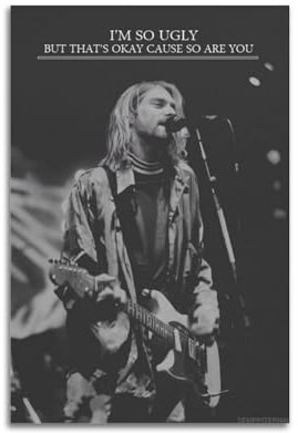 Kurt Cobain Rockmusiker, berühmte Film- und Fernsehfiguren, Popmusikfiguren, Poster, Dekoration, Leinwand, Kunstdekoration, Druck, Signaturfoto, Wohnzimmer, Heimdekoration, 30 x 45 cm, ungerahmter