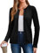Arach&Cloz Cardigans for Women UK Lightweight Crew Neck Casual Spring Summer Ladies Sweaters Black L