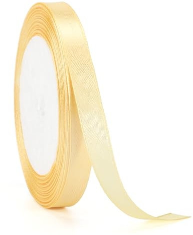 jijAcraft Satinband Champagner Gold 10mm Schleifenband Dekoration Hochzeit Weihnachten, 22m Dekoband Champagner Gold, Geschenkband Stoffband für Weihnachten, Taufe, Hochzeit, Geschenkverpackung