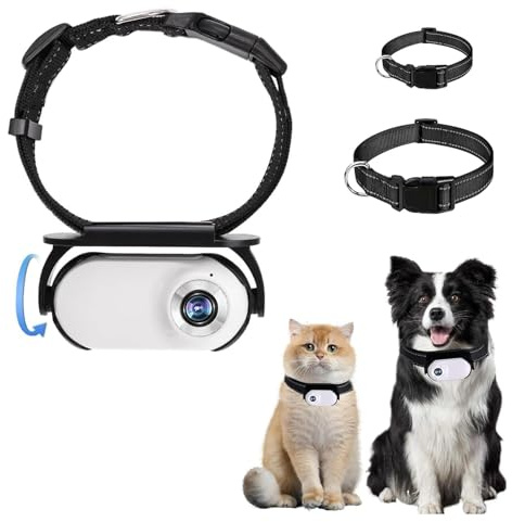 Jiawu Katzenkamerahalsband, 120° Weitwinkel-Katzenhalsbandkamera mit Rückenclip, Körperkamera Zur Katzen-/Hundeaufzeichnung, Haustier-Halsband-Kamera, Mini-Action-Kamera für den (White)
