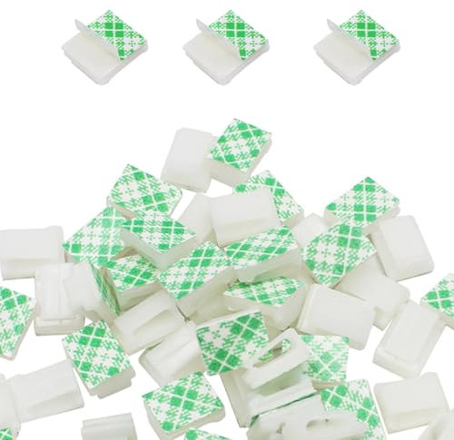 100Pcs Self Adhesive Cable Clip, Outdoor Light Wire Clips Cable Tidy Hooks Cord Organiser Holder for Cable Management for Car Office Home Desk Wall Fairy Light Decoration