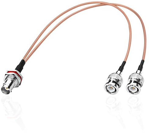 MEIRIYFA RG316 BNC Splitter Koaxialkabel, BNC Buchse auf Dual Stecker 50 Ohm Y Splitter Koaxialstecker Verlängerungskabel für Kameras, Videogeräte, CCTV-System (34CM)