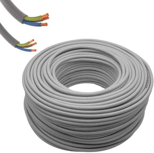 Cavo Elettrico Grigio FROR Gommato Flessibile Tutor Tripolare Antifiamma 3 Fili Multicolore per Impianti e Prolunghe (Metri 100, Sezione 3x1)