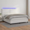 OHOOWOO Boxspringbett mit Matratze & LED Weiß 180x200 cm Kunstleder,PremiumBoxspringbett mit Kunstleder, LED und Taschenfederkernmatratze für erholsamen Schlaf