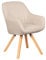 MR. DEKO® Diningsessel Matera | Drehbarer Polsterstuhl mit Armlehnen | Esszimmerstühle mit Massivholzbeinen | Bürostuhl und Sessel Wohnzimmer | Drehstuhl Beige | Stuhl Esszimmer 84x59x61 cm | Chair