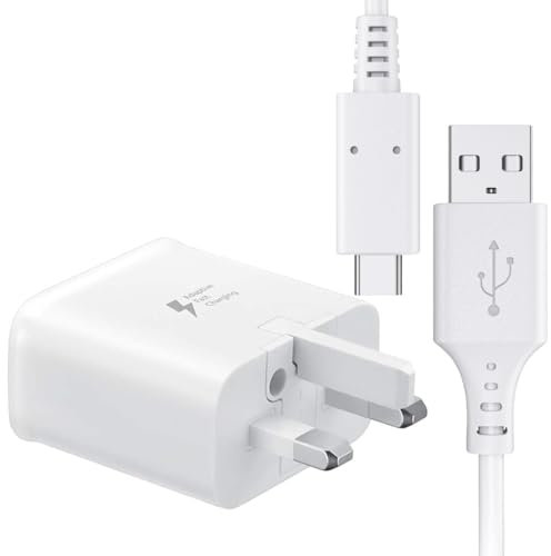 15W Fast Adaptive Mains 2A Charger for Samsung Adapter Plug Genuine With 2M USB to TYPE-C Cable For Samsung S8,S9,S10,S20,A3(2017),A5(2017), A7, A8 and Compatible to All Other Samsung Devices