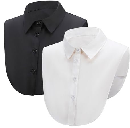 AYNKH 2PCS Inserts de Col Détachable Femmes,Inserts de Col Noir et Blanc, Décoration de Faux Col, Accessoires de Cols,Col Claudine Amovible,Inserts de Cols de Mode