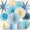 Geburtstagsdeko Blaue Beige,Party Deko Geburtstag,15PCS Hellblaue Geburtstagsdeko für Frauen Mann Mädchen Junge,Hintergrunddekoration für Verlobung,Hochzeit,Babyparty,Bridal Shower,Garten Party