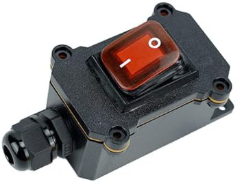 Interrupteur à bascule en ligne avec voyant lumineux, IP65, boîtier étanche, commande marche/arrêt et interrupteur à bascule pour appareils extérieurs (B)