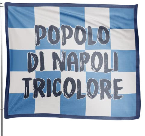 Bandiera 4° Scudetto Popolo di Napoli - Bandiera A Scacchi 60x60 cm - Gadget 4° Tricolore - Regalo Tifoso Calcio