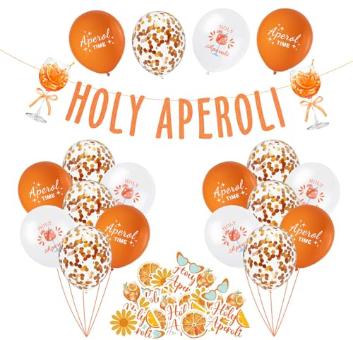 Aperol Party Deko - Aperol Orange Girlande | 100 Stück Konfetti Streudeko | Luftballons, Aperol Spritz Geschenke für Geburtstag JGA Sommer Karneval Hawaii Strandparty
