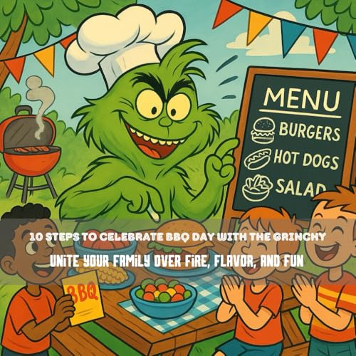 10 Steps to Celebrate BBQ Day with the Grinchy: Unite your family over fire, flavor, and fun.: 8,5*8.5 inch 21,5*21,5 cm 28 pages Book for Kids: Cook, ... (Grinch's Incredible Adventures)