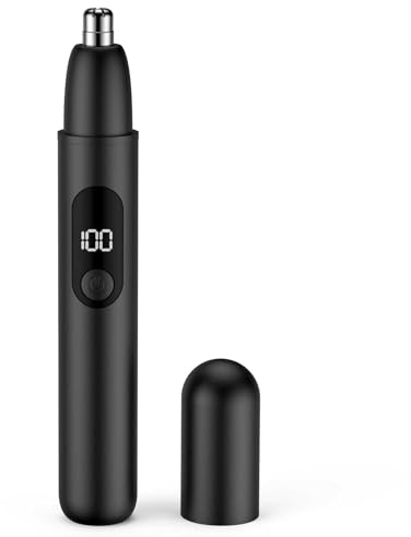 Tondeuse pour les poils de nez, tondeuse sans fil pour le nez et les oreilles avec ligne de charge de type C, voyant lumineux pour les hommes et les femmes (Noir)